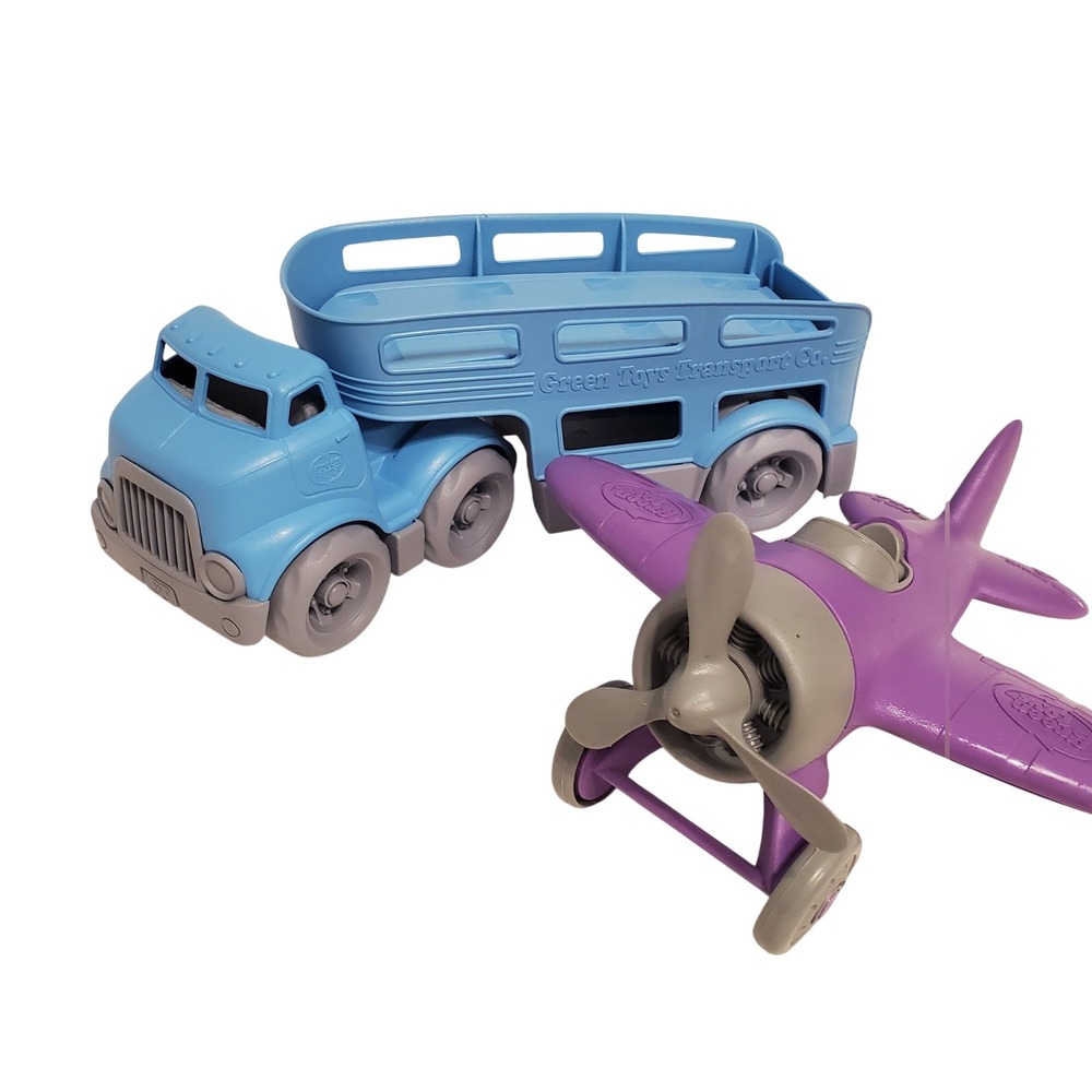 Green Toys Blue Transport Truck and Purple Airplane Recycled Plastic Toy Set